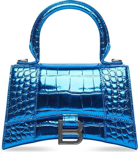 Balenciaga Hourglass XS Handbag Crocodile Embossed.